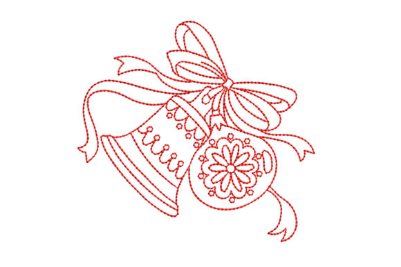 Redwork Christmas Bell with Ornament